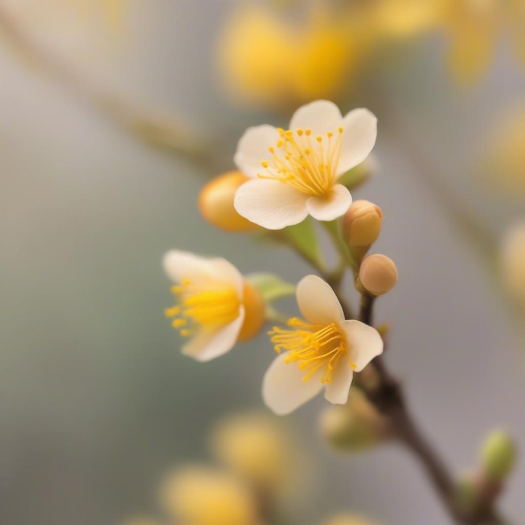 Hoa mai vàng nhỏ rung rinh trong gió xuân