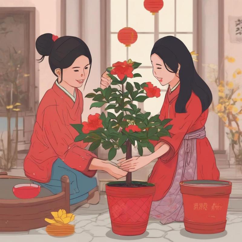 Tặng hoa mai đỏ dịp Tết