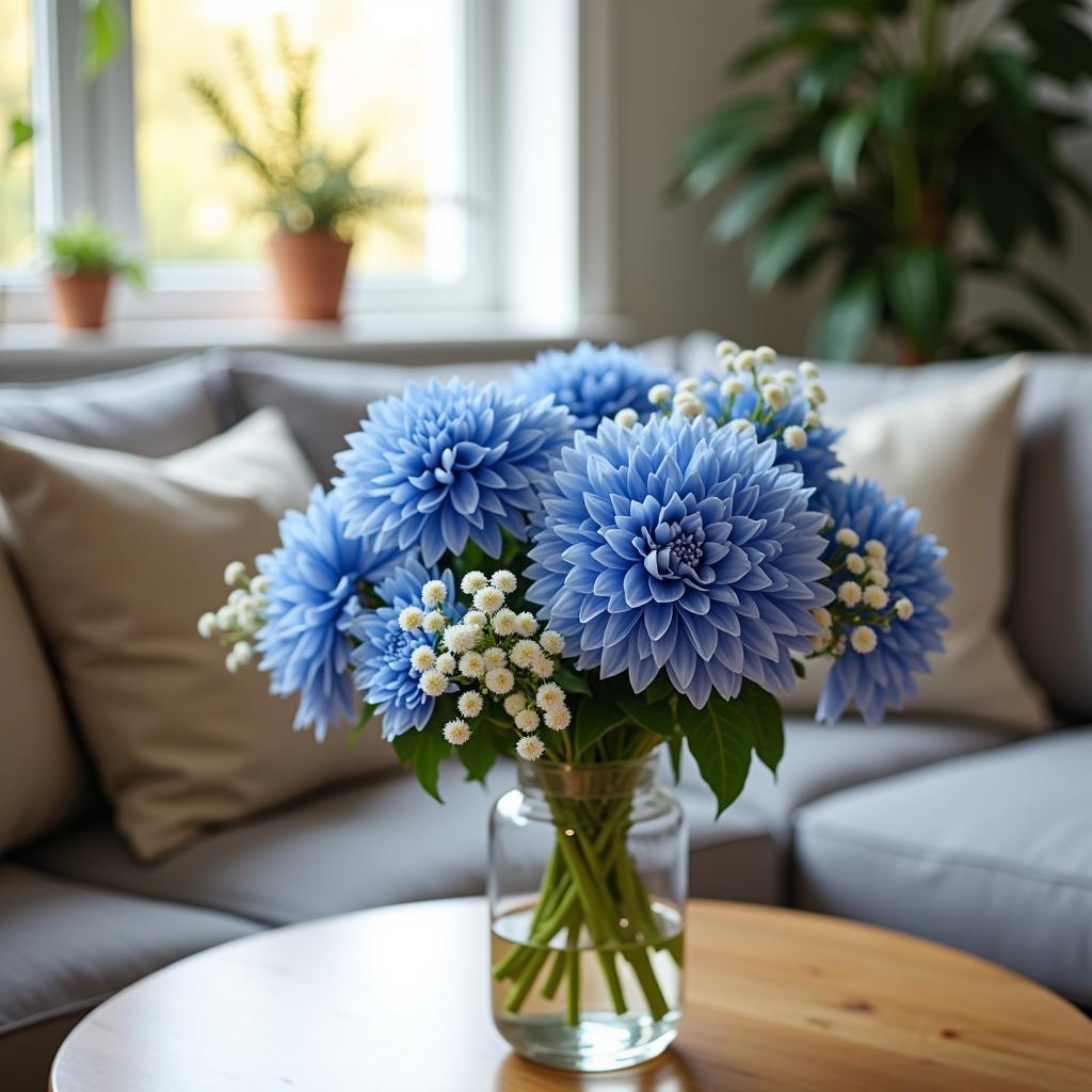 Ứng dụng hoa cát tường xanh trang trí nhà cửa, mang đến không gian bình yên và may mắn.