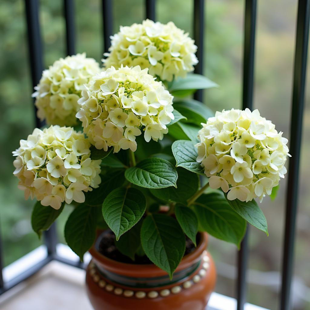 Hình ảnh minh họa cách trồng và chăm sóc hoa tư dẫn cẩm tú cầu trong chậu để mang lại phong thủy tốt