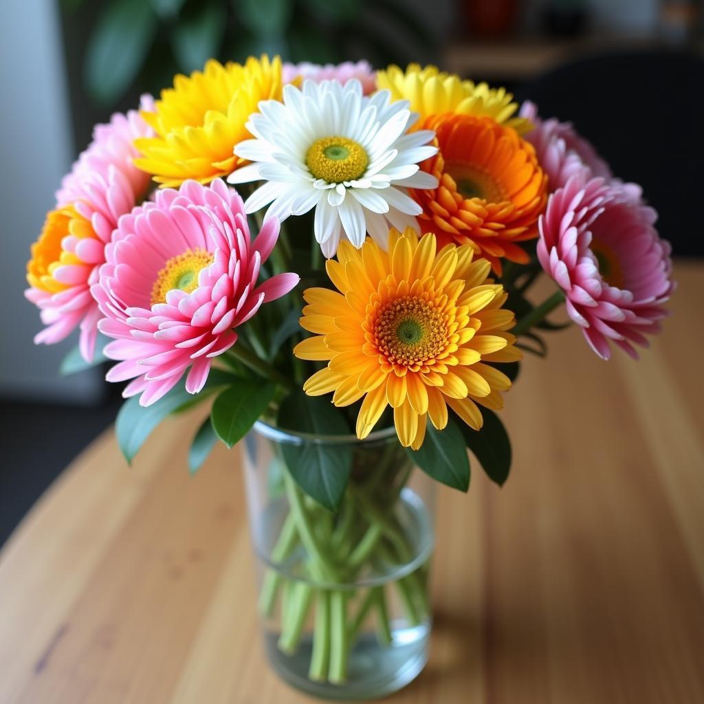 Bình hoa mao lương nhiều màu sắc dùng trang trí bàn làm việc hoặc phòng khách, mang lại năng lượng tươi mới