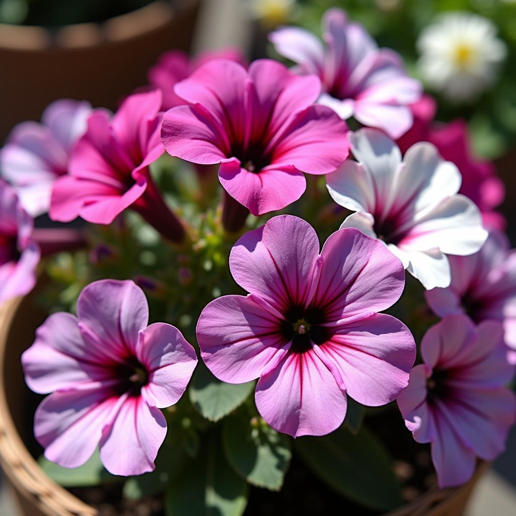 Hình ảnh đa dạng về màu sắc và dáng rủ, dáng đứng của hoa dạ yến thảo, tô điểm không gian sống.